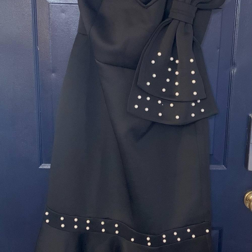 SHEIN Black One Shoulder Dress with Pearl Details